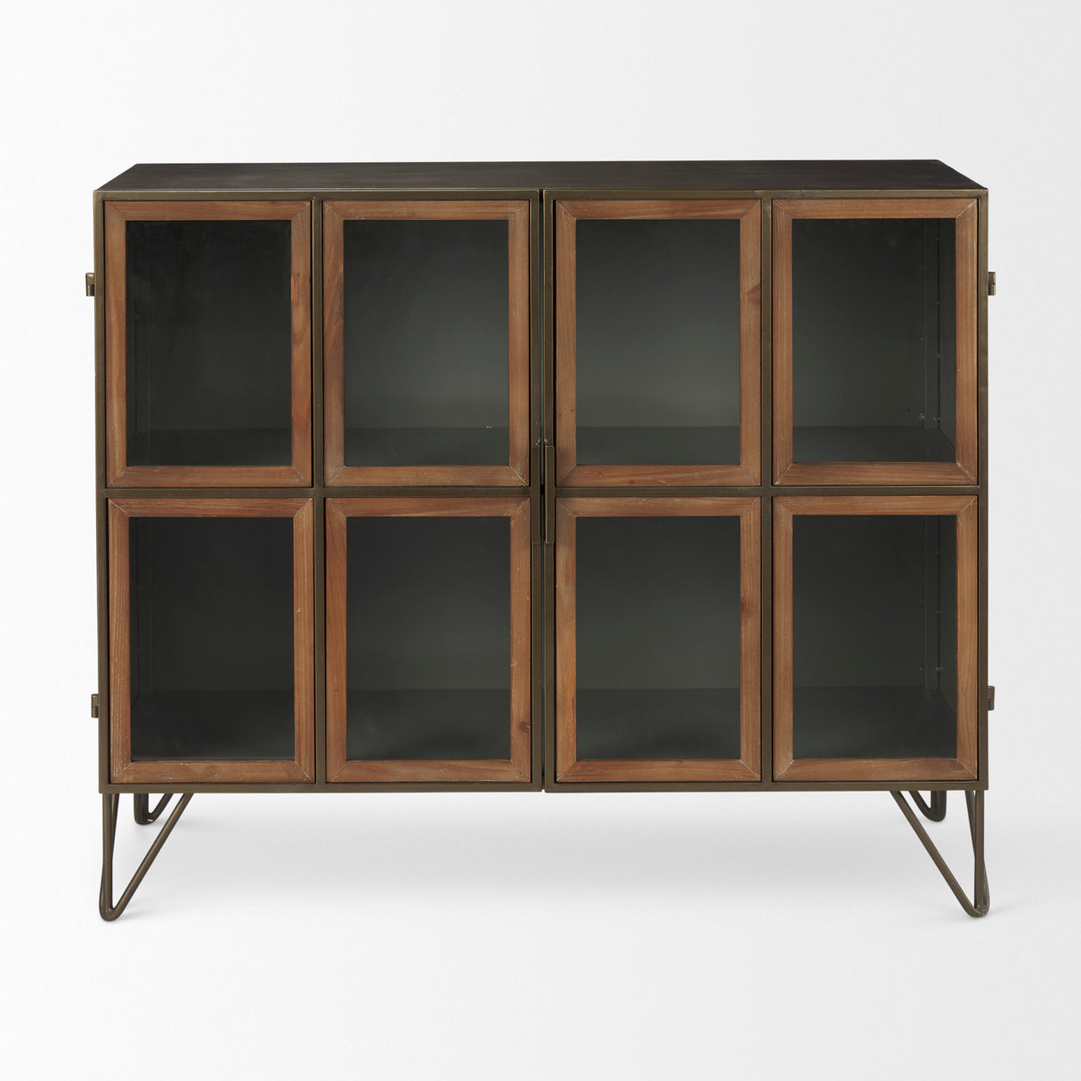 Pandora Dark Brass Metal W/Red Wood 2 Door Accent Cabinet from Mercana - Luna Furniture