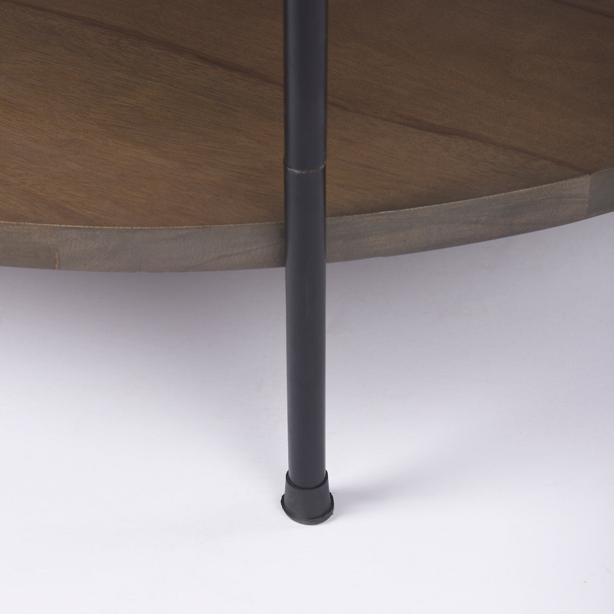 Larkin 42" Round Two-Tier White Marble Top and Solid Wood Shelf w/ Black Metal Frame Coffee Table from Mercana - Luna Furniture