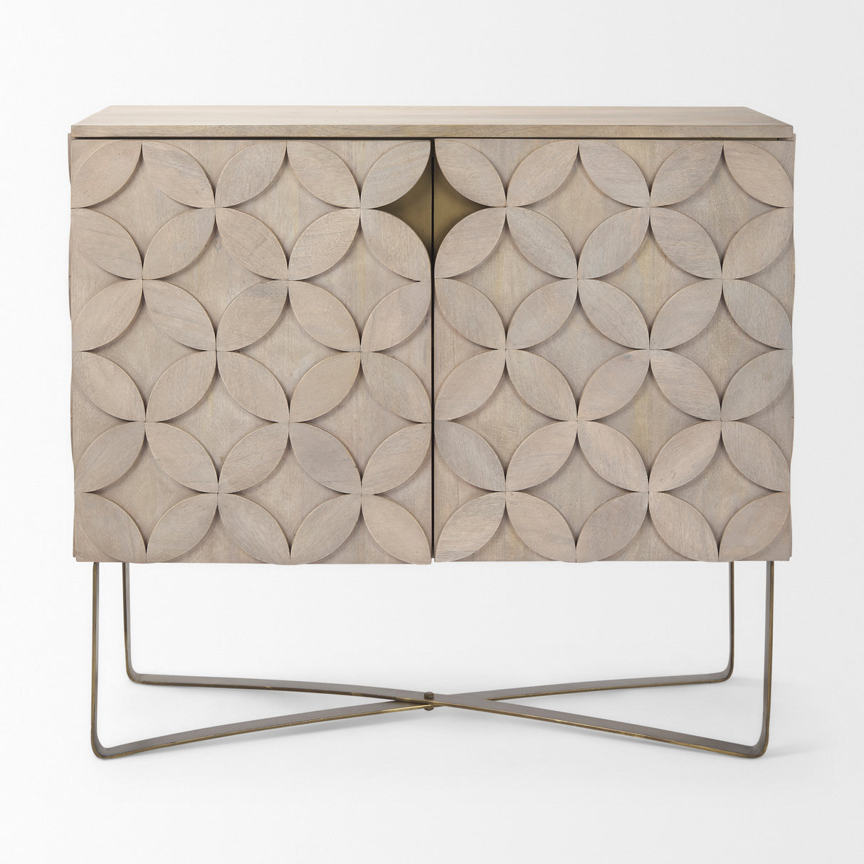 Excelsior 36.0L x 18.0W x 32.5H Light Brown Wood Gold Iron Base Accent Cabinet from Mercana - Luna Furniture