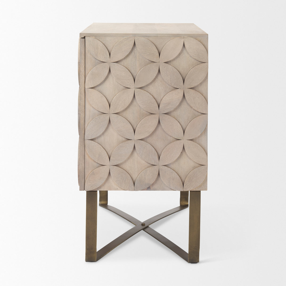 Excelsior 36.0L x 18.0W x 32.5H Light Brown Wood Gold Iron Base Accent Cabinet from Mercana - Luna Furniture