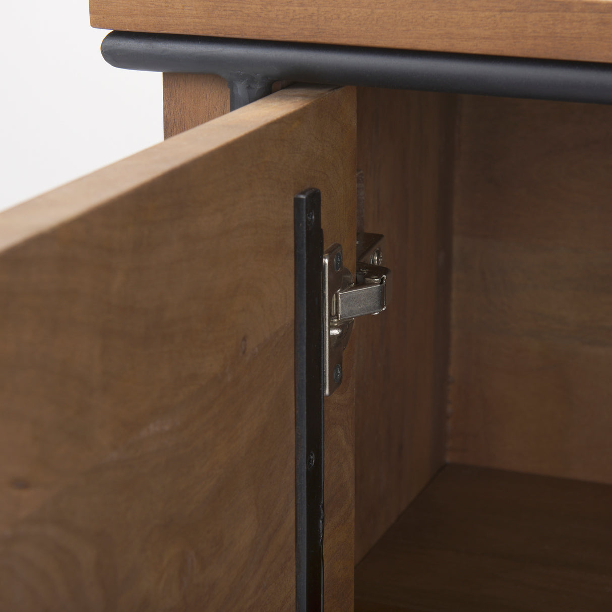 Maddox 40.0L x 18.5W x 32.75H Brown Solid Wood Black Metal 2 Door Accent Cabinet from Mercana - Luna Furniture