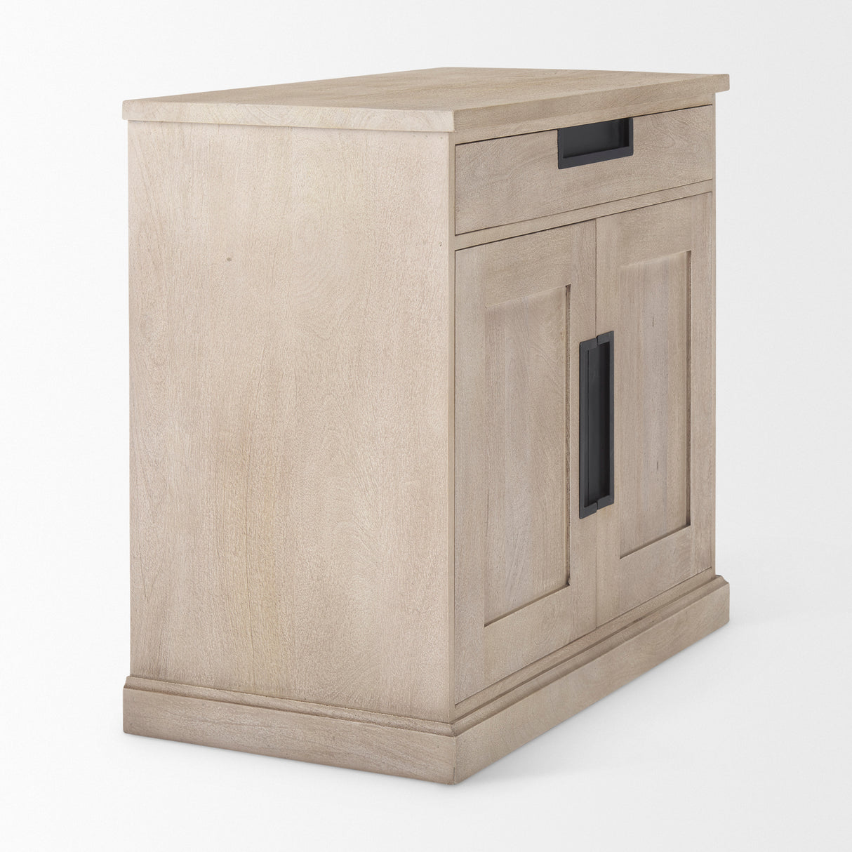 Braxton 33.5L x 18.5W x 31.5H Beige Wood W/Black Accents 2 Door Accent Cabinet from Mercana - Luna Furniture