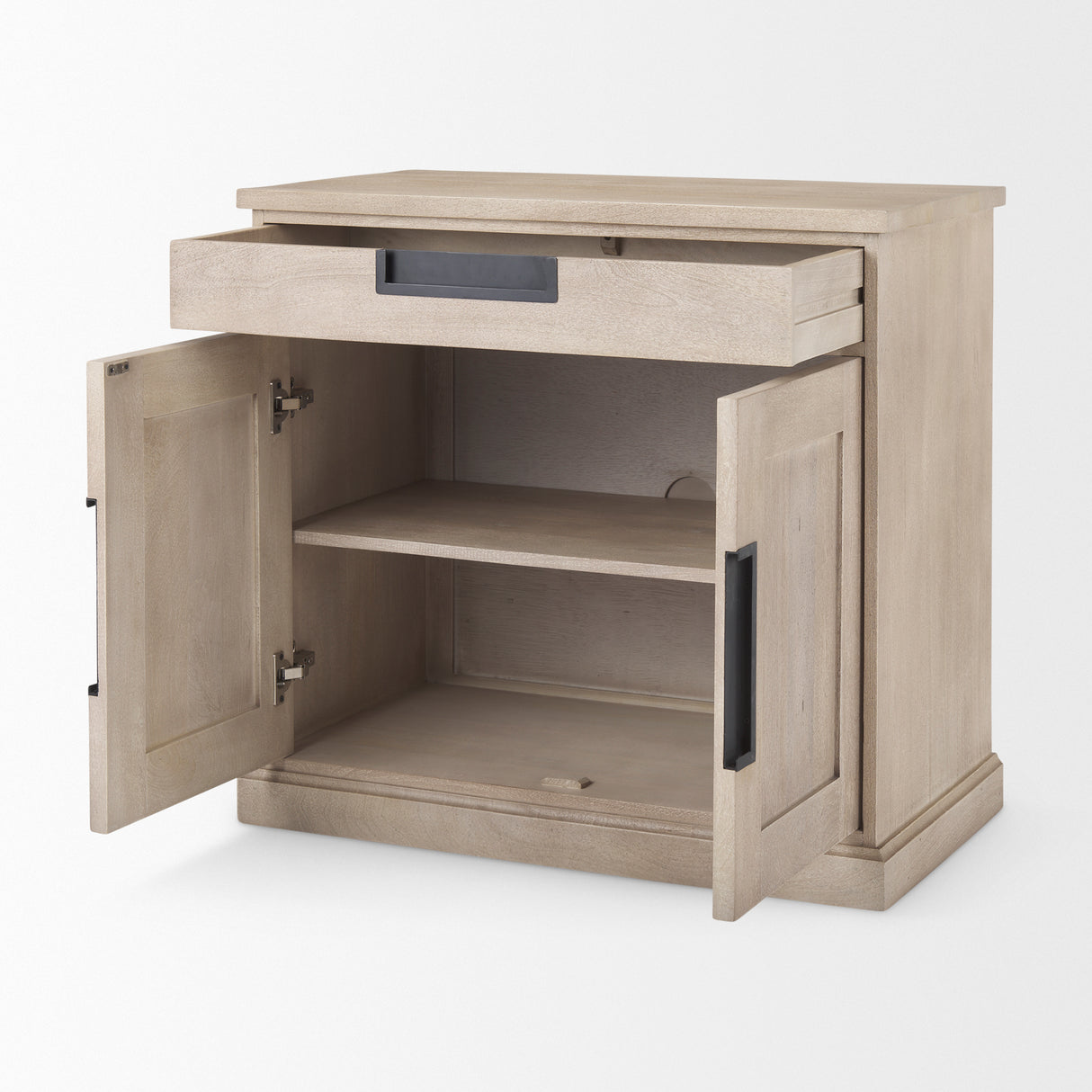 Braxton 33.5L x 18.5W x 31.5H Beige Wood W/Black Accents 2 Door Accent Cabinet from Mercana - Luna Furniture