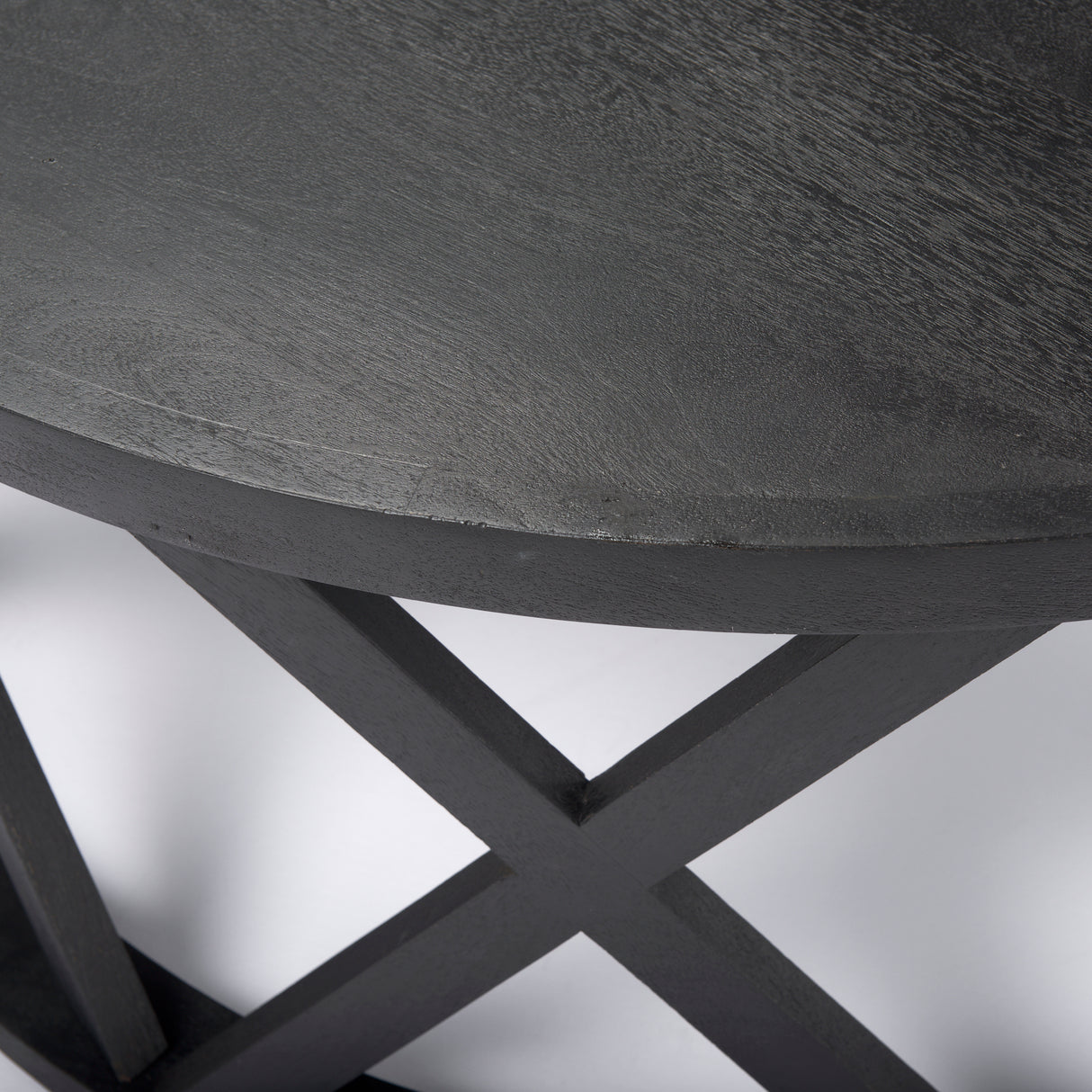 Forsey 28.0L x 45.3W x 18.0H Black Solid Wood Round Coffee Table from Mercana - Luna Furniture