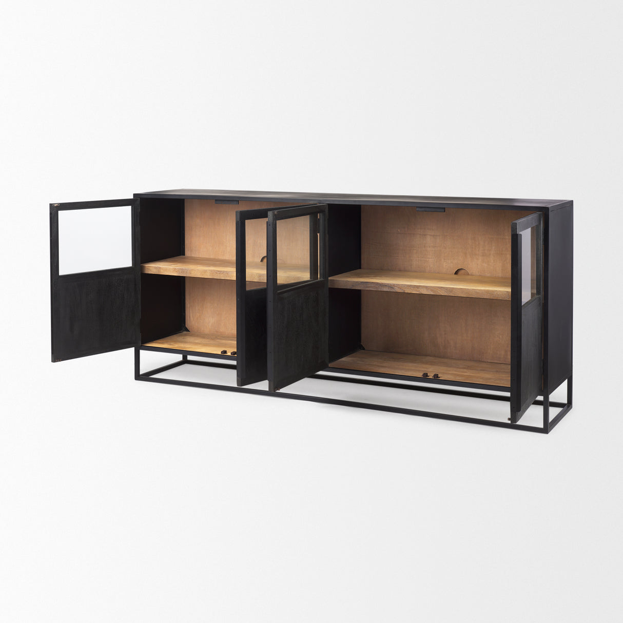 Sloan 80.0L x 17.0W x 36.0H Black Wood W/Black Metal Frame Sideboard from Mercana - Luna Furniture