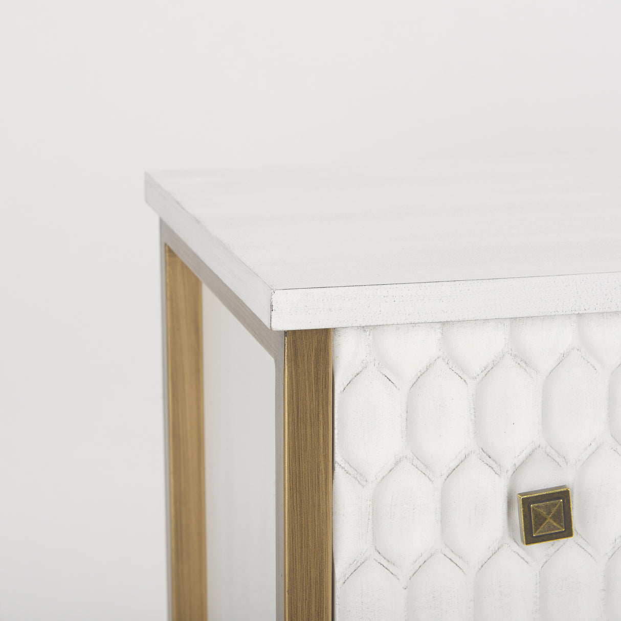 Savannah White Fir Veneer w/ Gold Metal 3-Drawer Accent Cabinet from Mercana - Luna Furniture