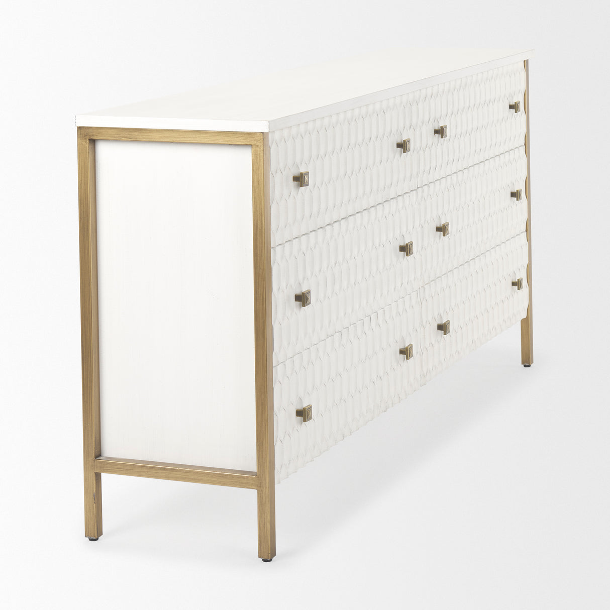 Savannah White Fir Veneer w/ Gold Metal Accents 6-Drawer Sideboard from Mercana - Luna Furniture