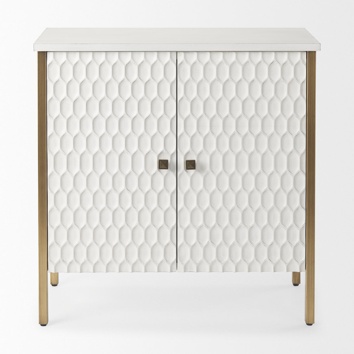 Savannah White Fir Veneer w/ Gold Metal Accent 2-Door Accent Cabinet from Mercana - Luna Furniture