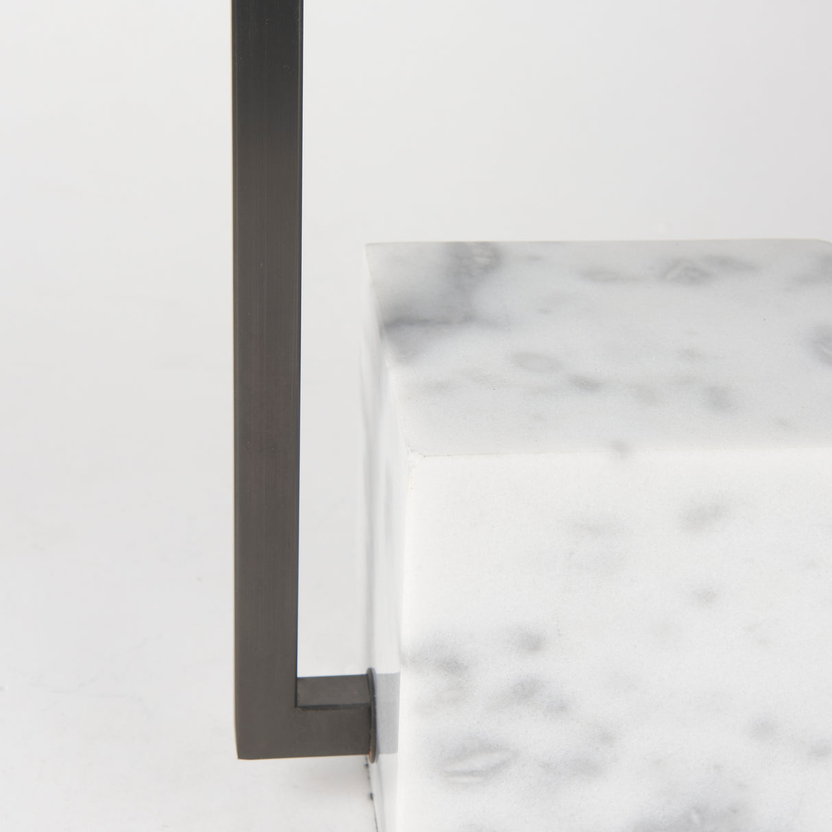 Peyton 14.0L x 9.0W x 26.2H Black Metal W/Marble Cube and White Shade Table Lamp from Mercana - Luna Furniture