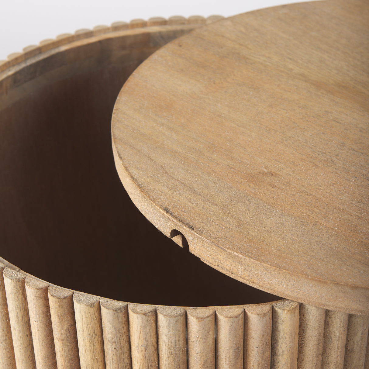Terra 18L x 18W x 22H Light Brown Wood Fluted Round Side Table from Mercana - Luna Furniture