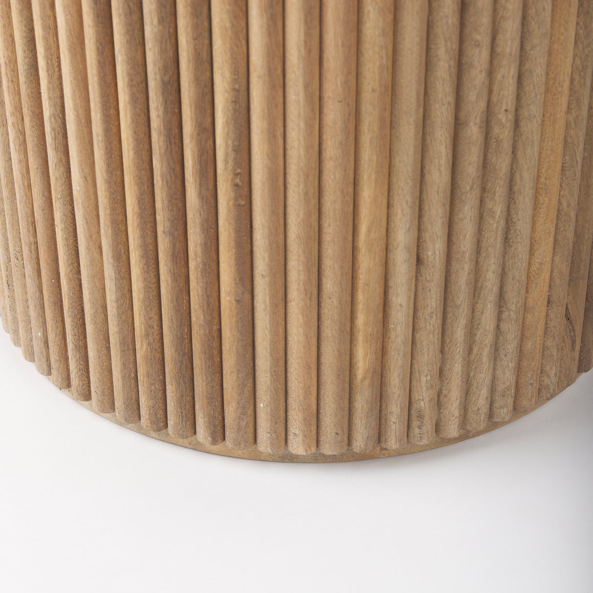 Terra 18L x 18W x 22H Light Brown Wood Fluted Round Side Table from Mercana - Luna Furniture