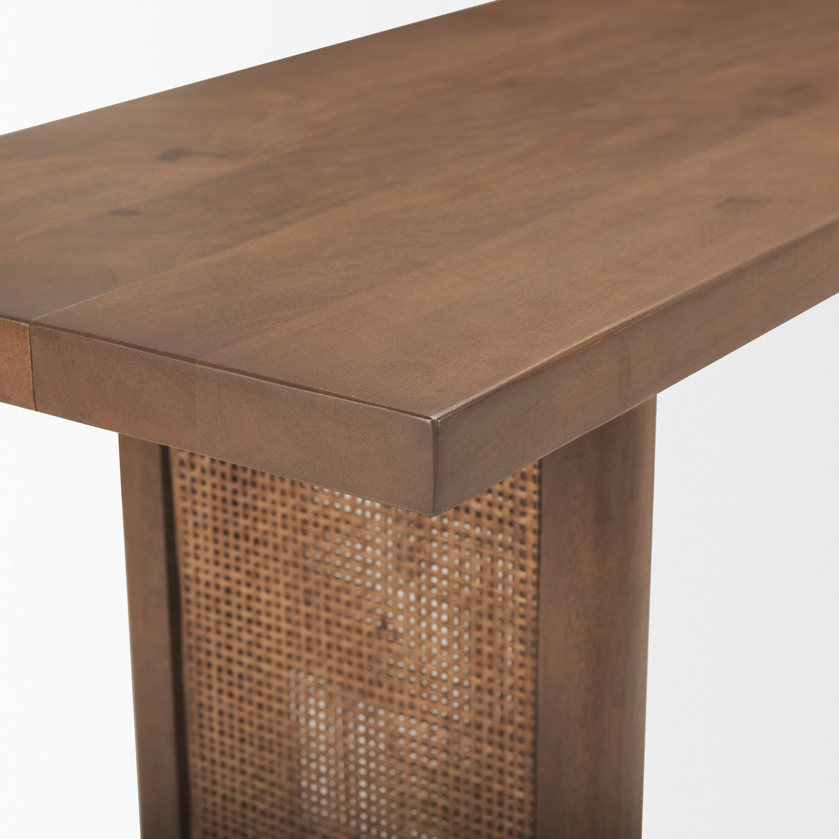 Grier 65" Medium Brown Solid Wood w/ Cane Console Table from Mercana - Luna Furniture