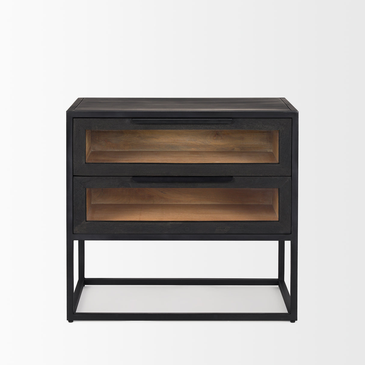 Sloan Black Wood W/Black Metal Frame Side Table from Mercana - Luna Furniture