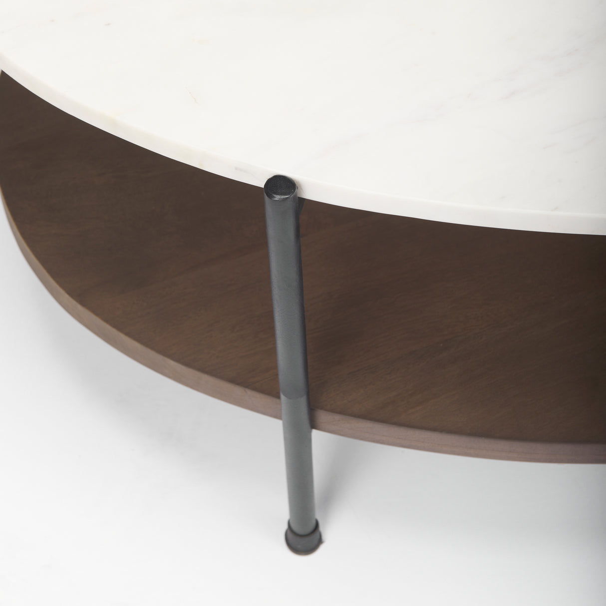 Larkin White Marble Top w/ Dark Brown Wood Shelf Oval Coffee Table from Mercana - Luna Furniture