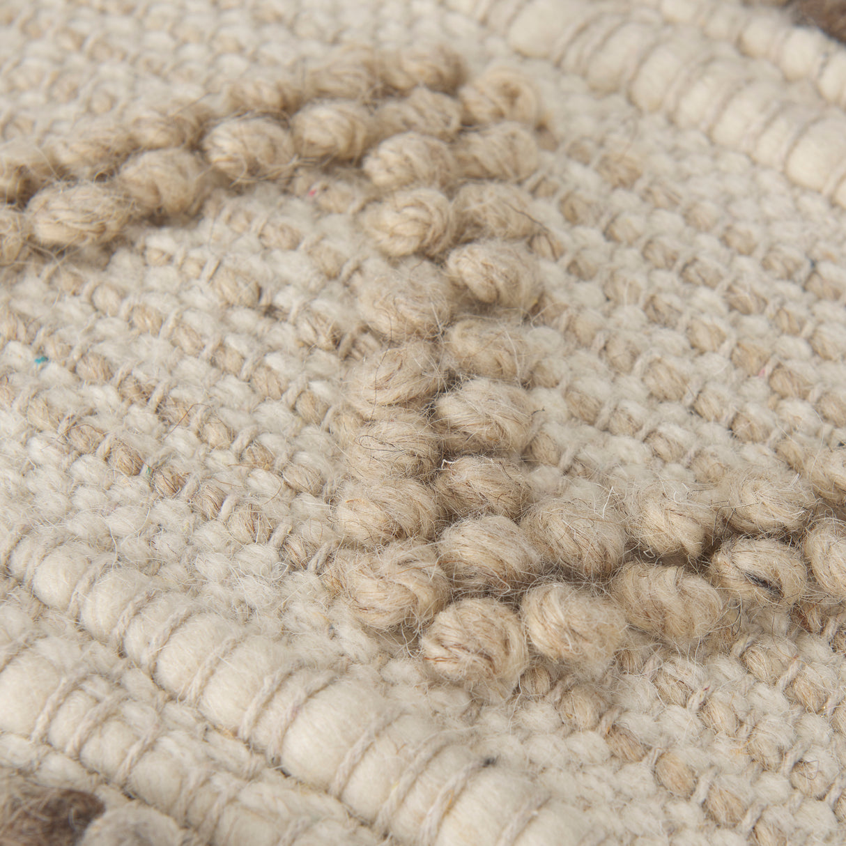 Caela Beige/Brown Wool, Cotton and Felt Popcorn Stitch Square Pouf from Mercana - Luna Furniture