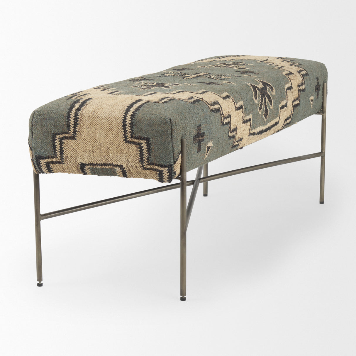 Avery I 55L x 17W Multi Colored Upholstered Patterned Seat Accent Bench from Mercana - Luna Furniture