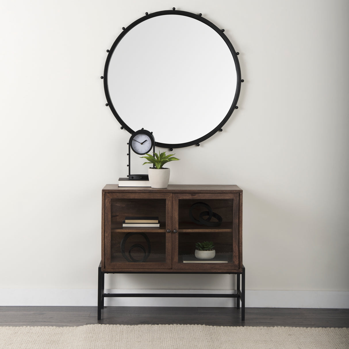 Marian 7.5L x 5.7W x 13.0H Black Studded Table Clock from Mercana - Luna Furniture