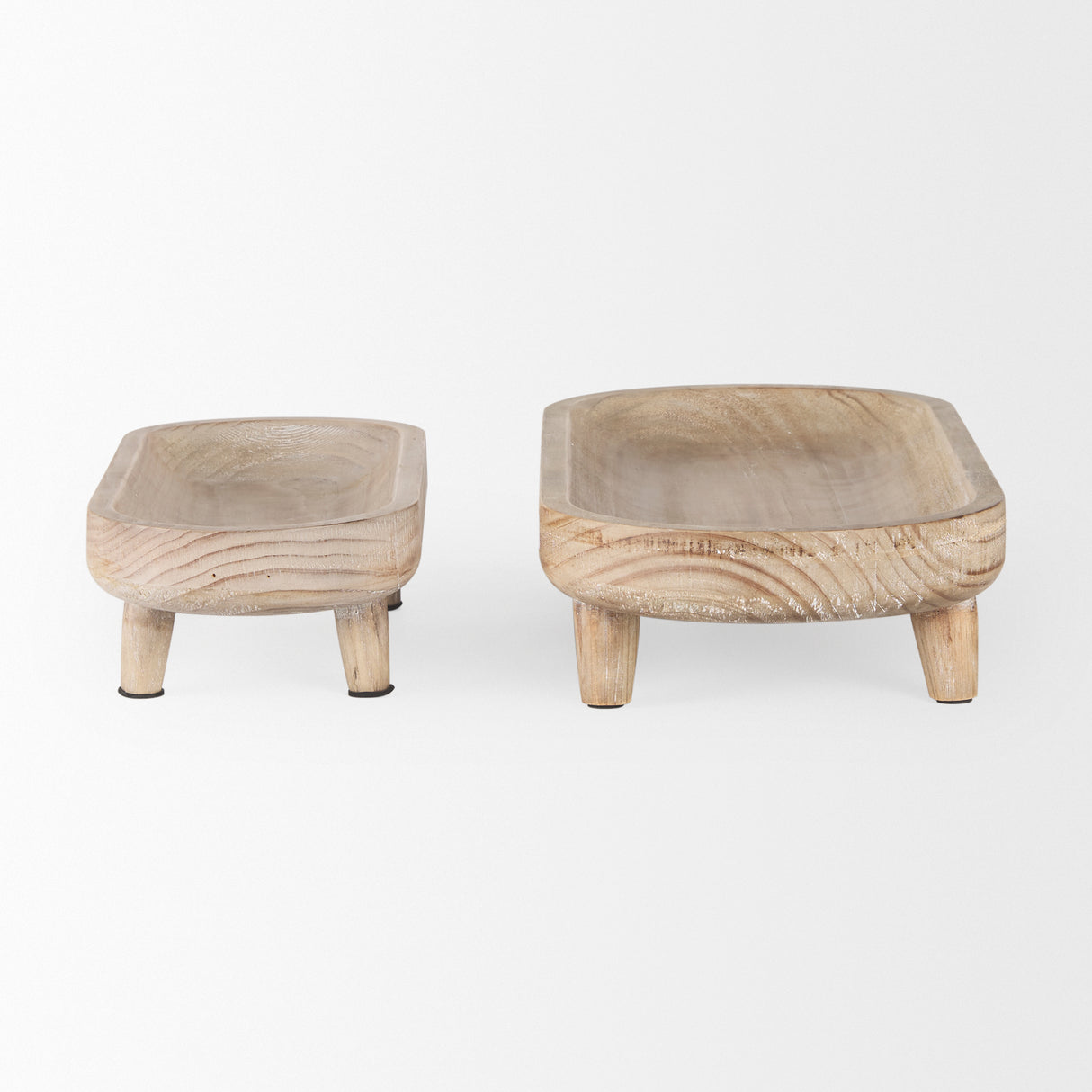 Carver Set of 2 Oblong White Washed Wood Footed Trays from Mercana - Luna Furniture
