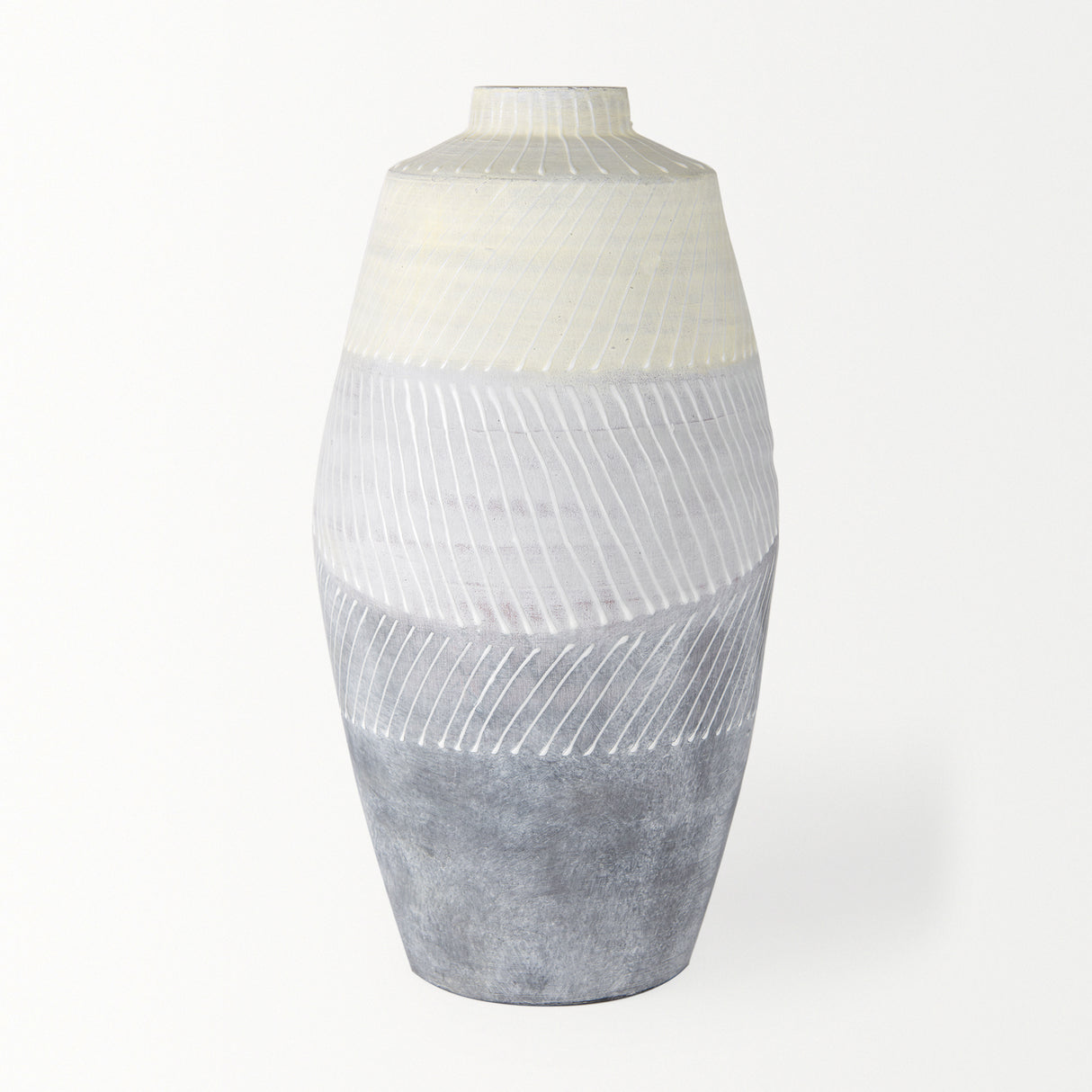 Blume 16.5H Off-White w/ Gray Textured Vase from Mercana - Luna Furniture