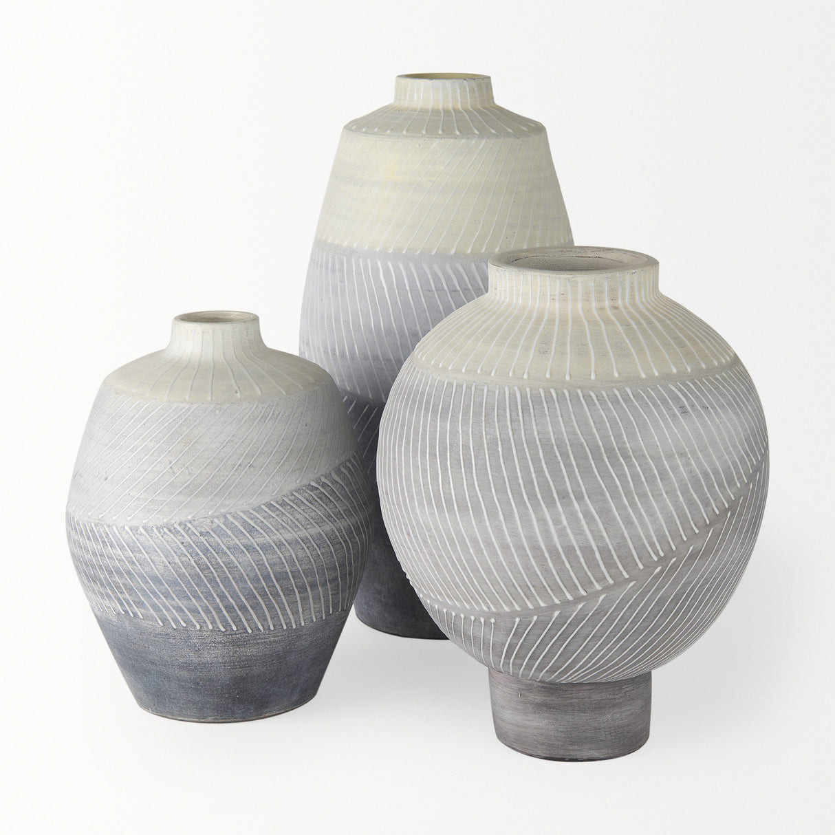 Blume 12.5H Off-White w/ Gray Textured Vase from Mercana - Luna Furniture