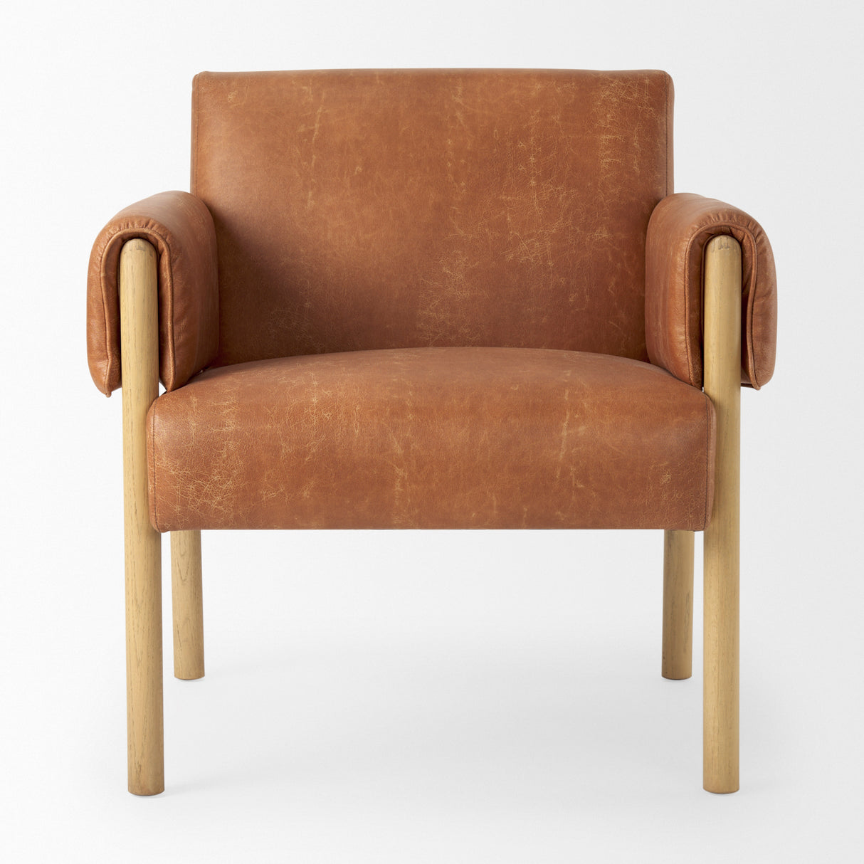 Ashton Brown Vegan Leather w/ Light Wood Accent Chair from Mercana - Luna Furniture