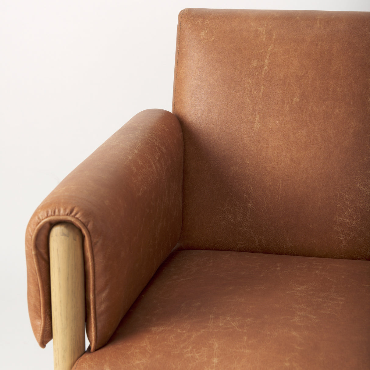 Ashton Brown Vegan Leather w/ Light Wood Accent Chair from Mercana - Luna Furniture