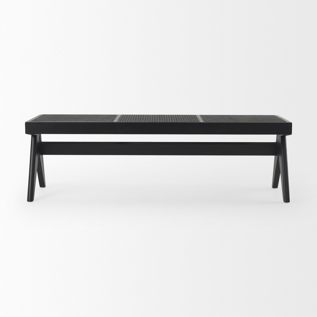 Arvin 59.1L x 17.7W x 18.1H Black Wooden Bench from Mercana - Luna Furniture