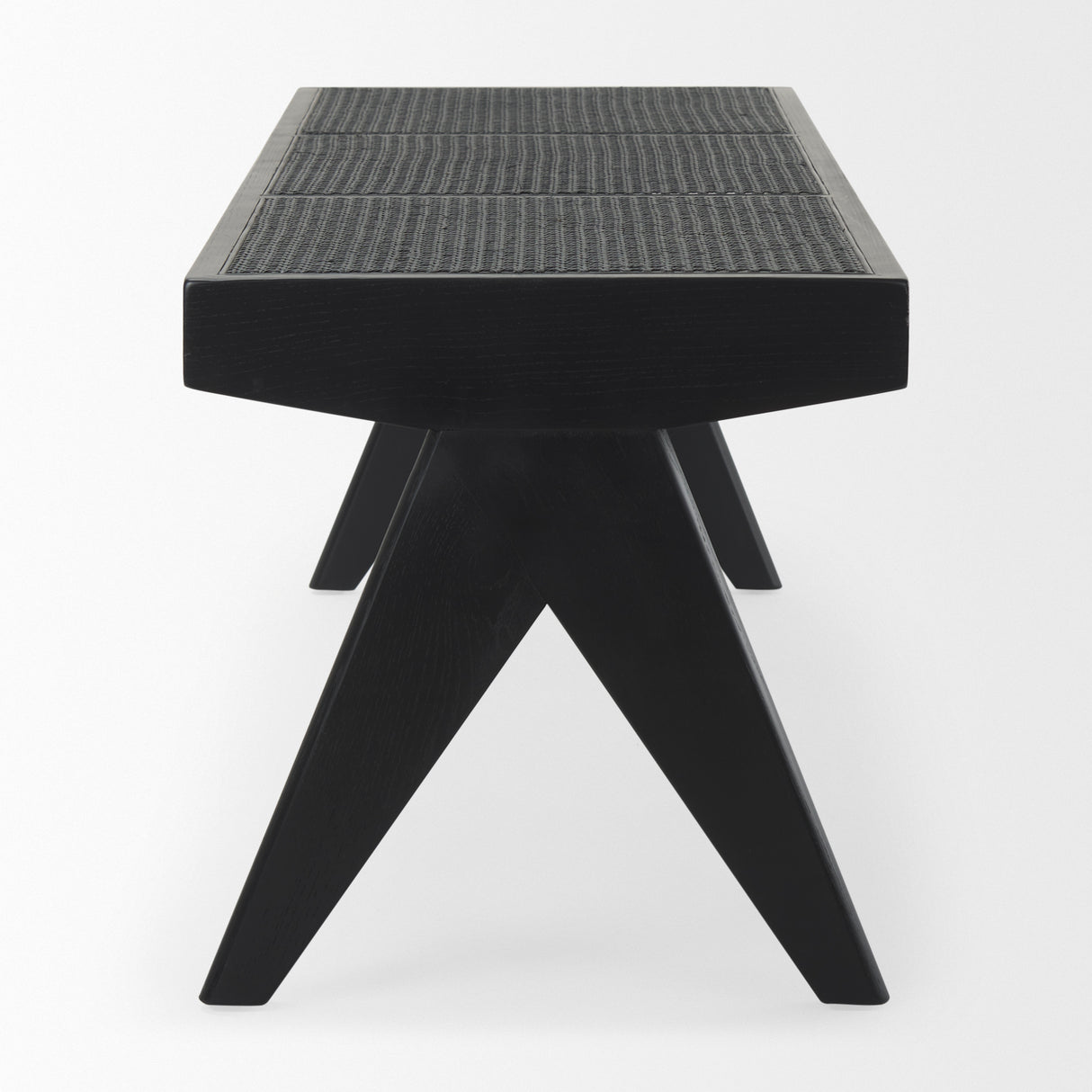 Arvin 59.1L x 17.7W x 18.1H Black Wooden Bench from Mercana - Luna Furniture