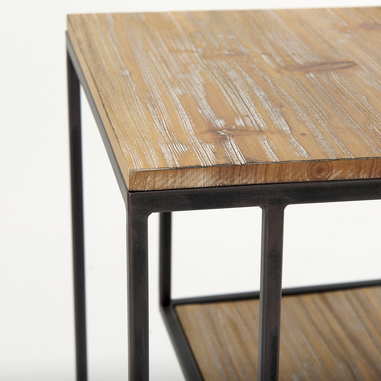 Ronin 22"H Square 2-Tier Wood w/ Black Metal Accent Table from Mercana - Luna Furniture