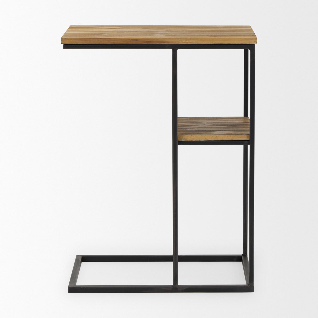 Ronin 25"H Rectangle 2-Tier Wood w/ Black Metal Accent Table from Mercana - Luna Furniture