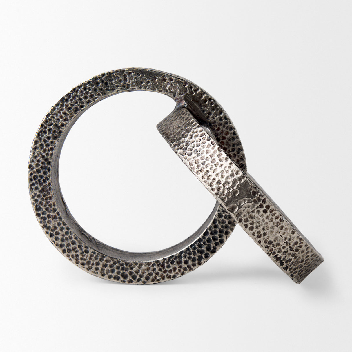 Rafiki Two Blackened Silver Hammered Finish Metal Conjoined Circles from Mercana - Luna Furniture