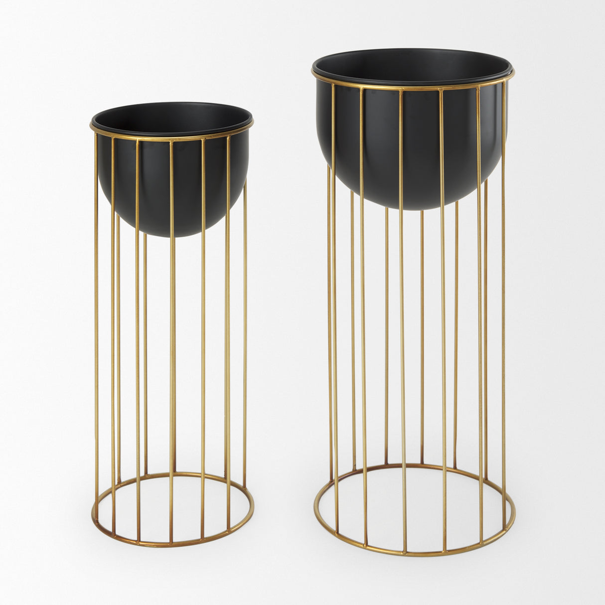 Danica Set of 2 Matte Black Metal Plant Stands from Mercana - Luna Furniture