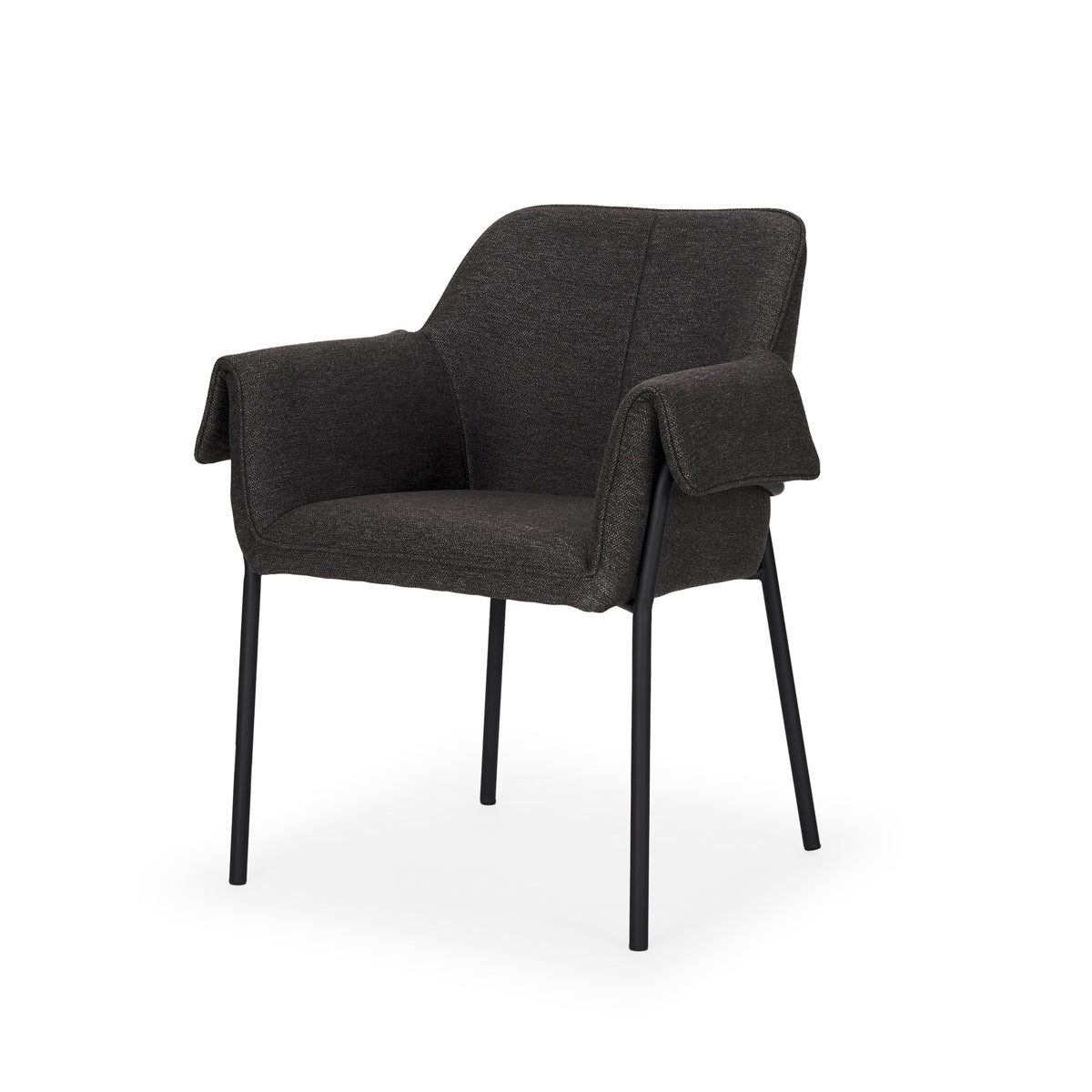 Mercana Brently Dining Chair w/ Gray Fabric & Matte Black Metal Legs ...
