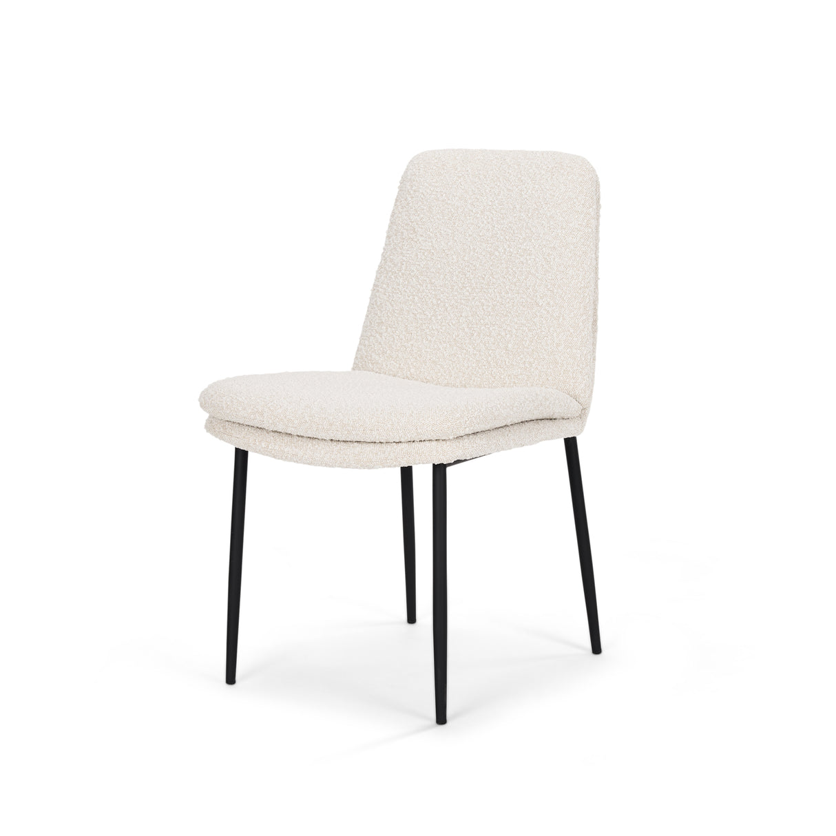 Eve Dining Chair w/ Cream Boucle Fabric & Matte Black Metal, Set of 2 from Mercana - Luna Furniture