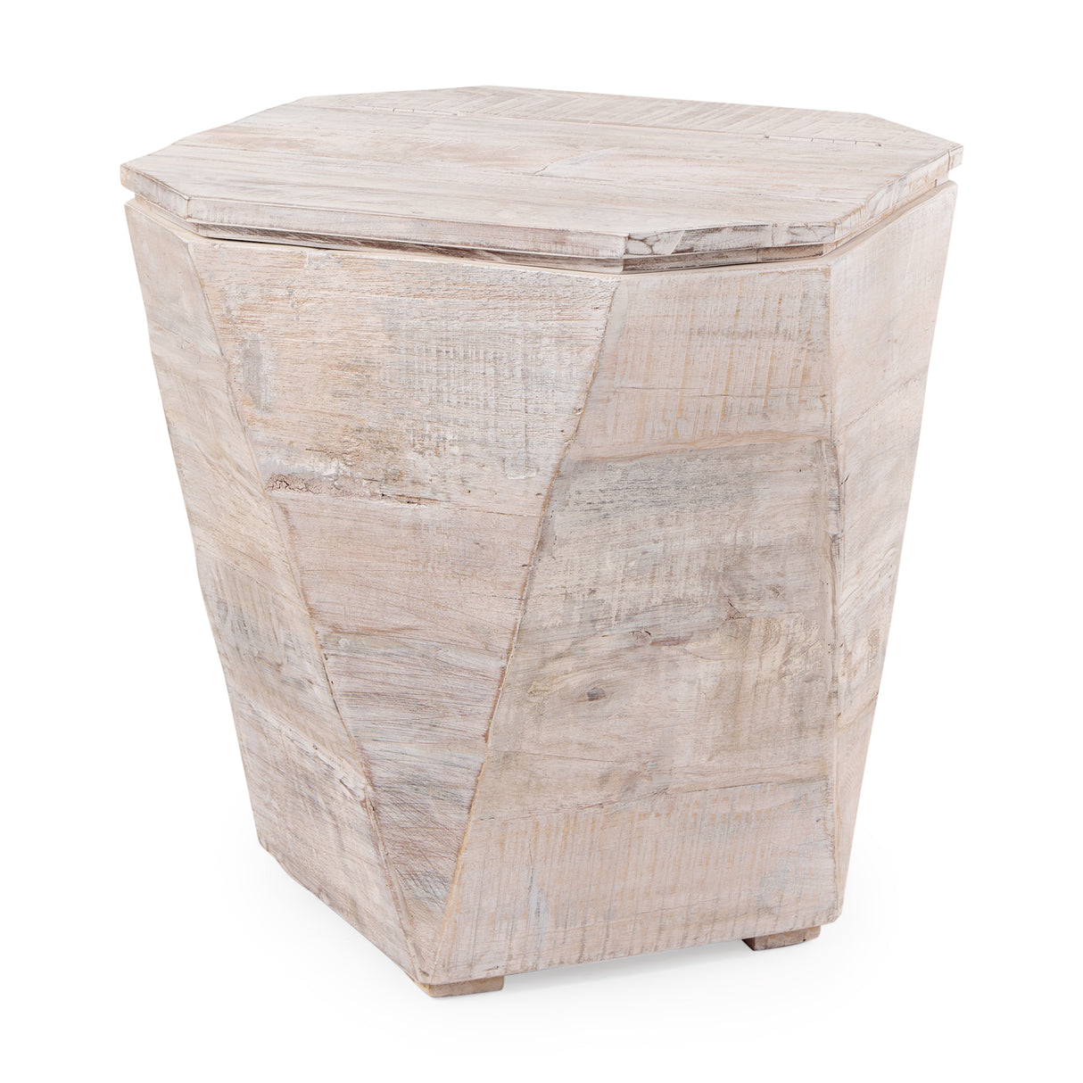 Esagono Octagonal Reclaimed Wood End/Side Table w/ Storage from Mercana - Luna Furniture