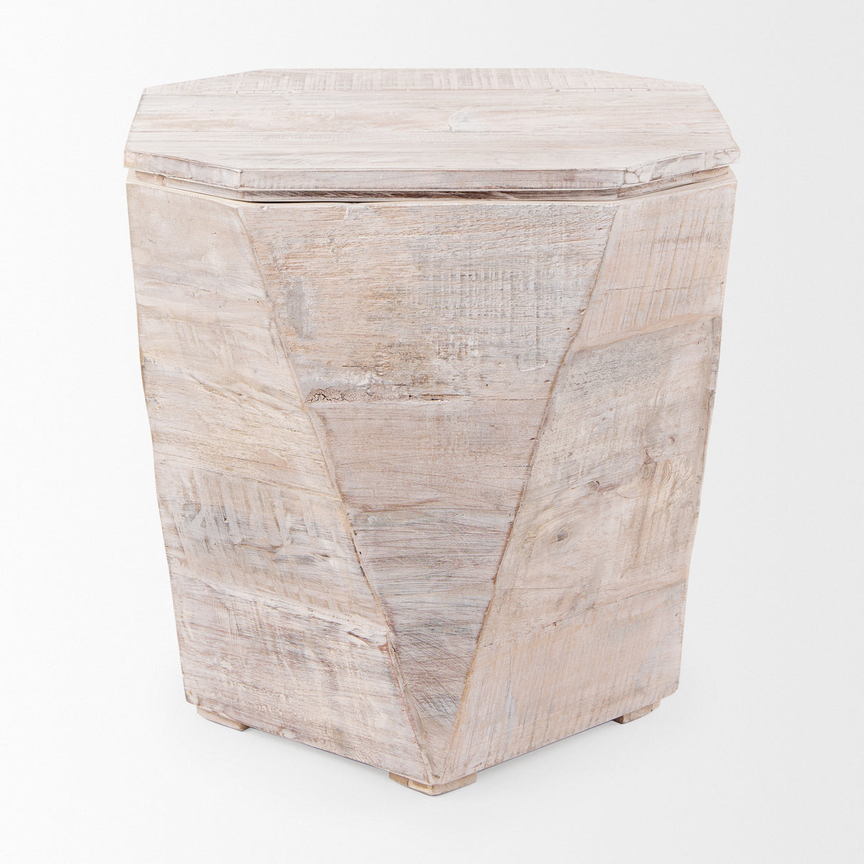 Esagono Octagonal Reclaimed Wood End/Side Table w/ Storage from Mercana - Luna Furniture