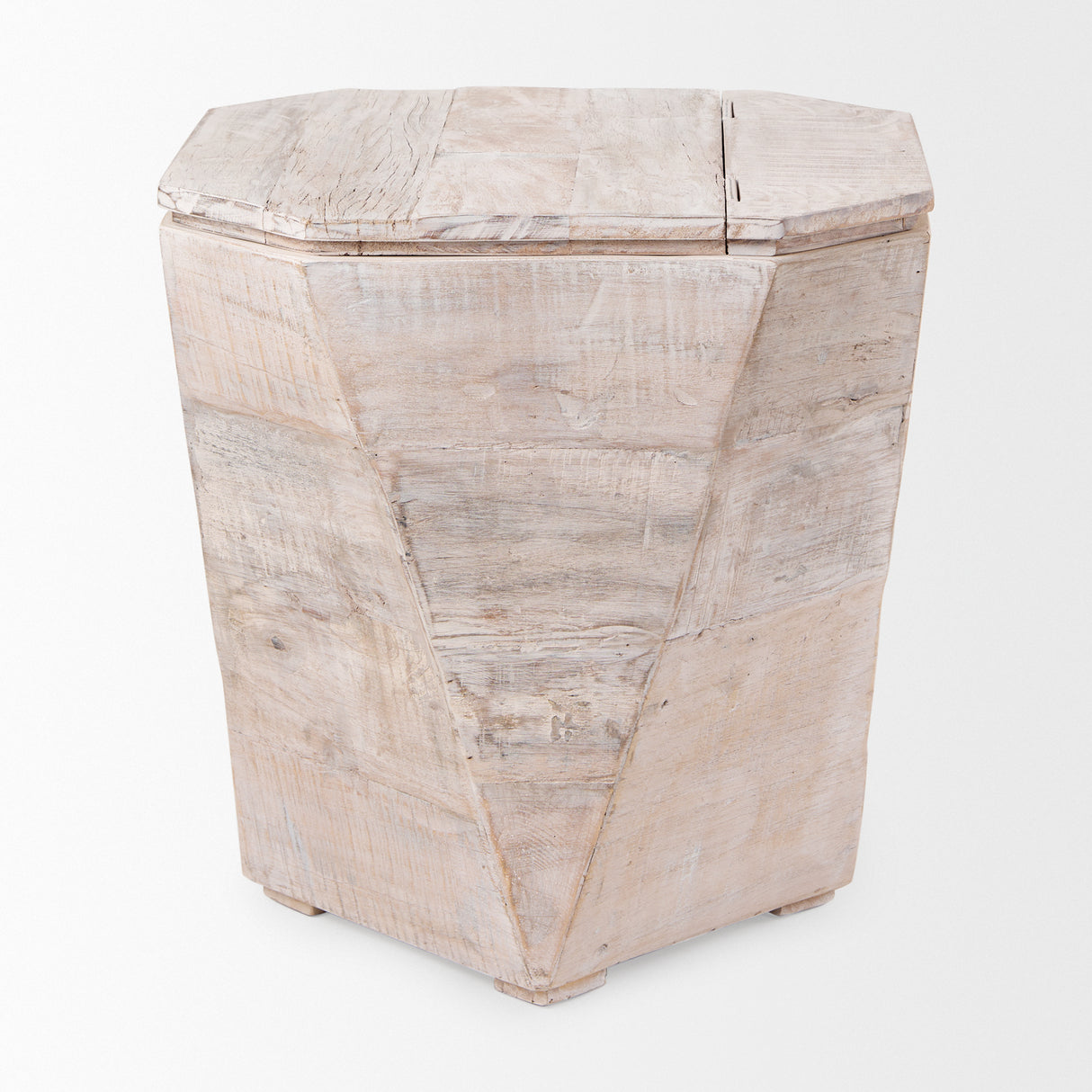 Esagono Octagonal Reclaimed Wood End/Side Table w/ Storage from Mercana - Luna Furniture
