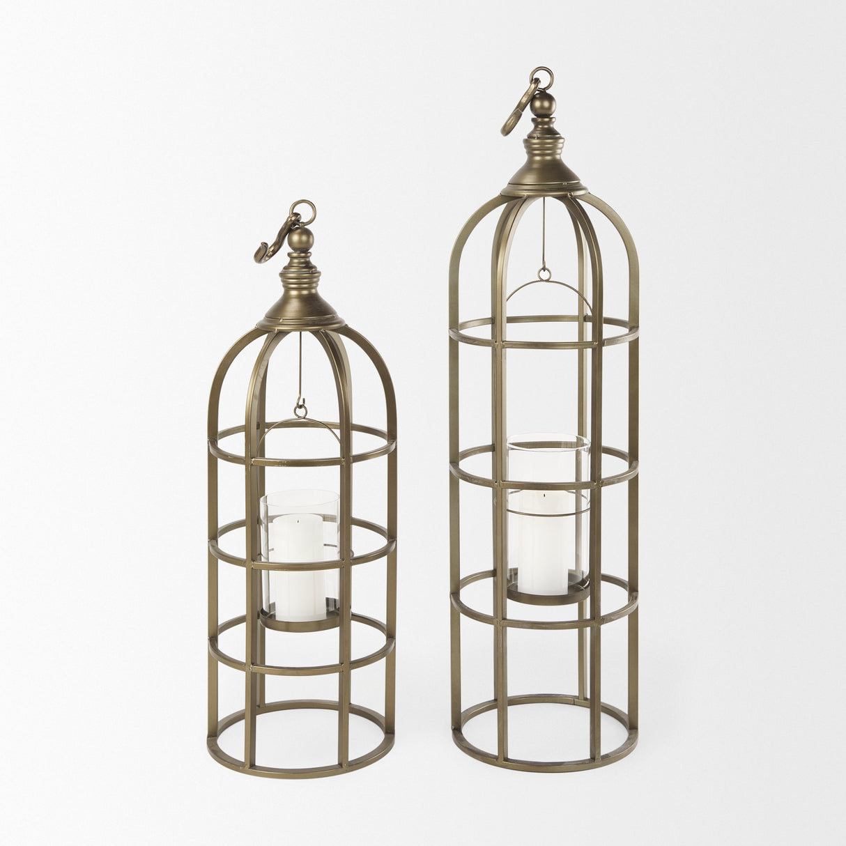 Gerson I Large Cage-Style Gold Metal Candle Holder Lantern from Mercana - Luna Furniture