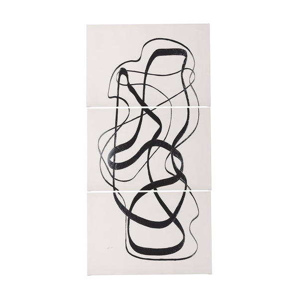 Free Lines Creamy (Set of 3) by Mercana Studio a Hand Embellished Textured Canvas