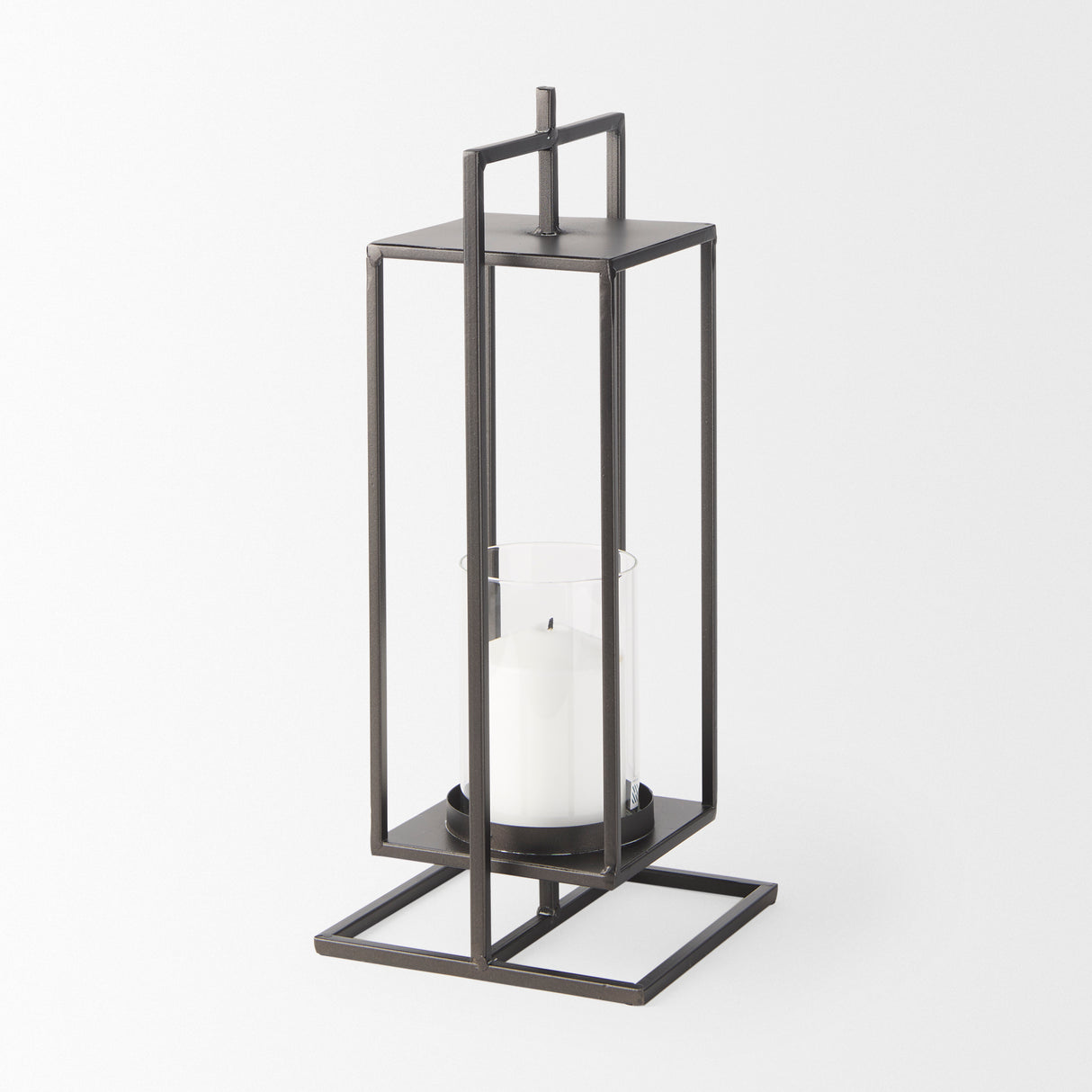 Albus II Small Black Metal Rectangular Table Candle Holder from Mercana - Luna Furniture