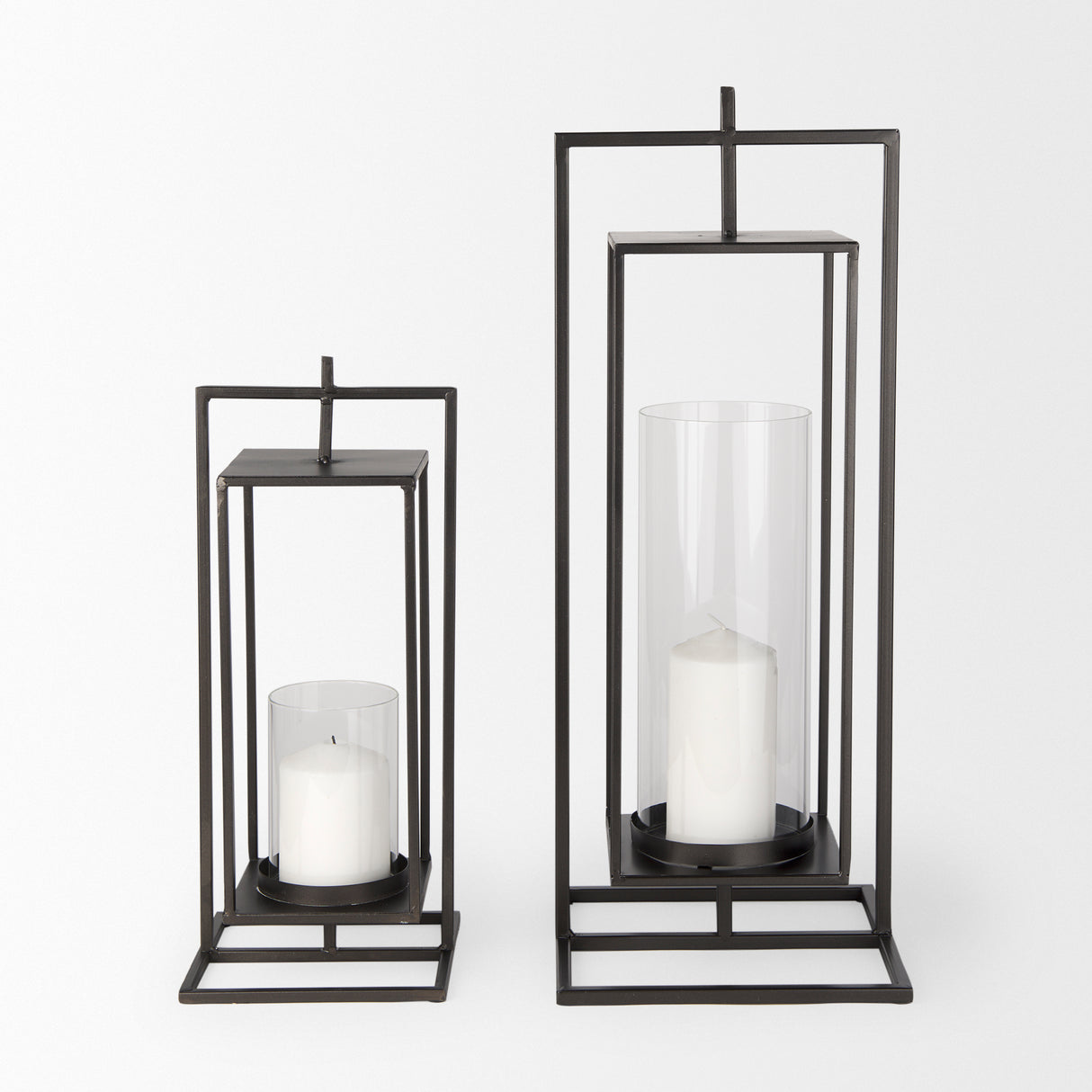 Albus II Small Black Metal Rectangular Table Candle Holder from Mercana - Luna Furniture