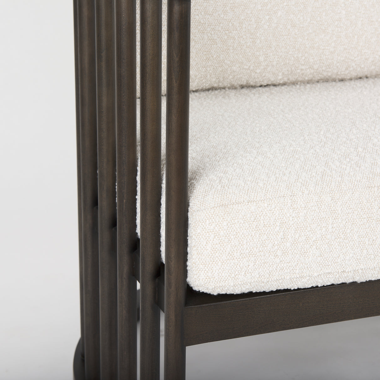 Kopari 30.1L x 30.5W x 37.2H White Boucle Fabric W/Dark Brown Wood Accent Chair from Mercana - Luna Furniture