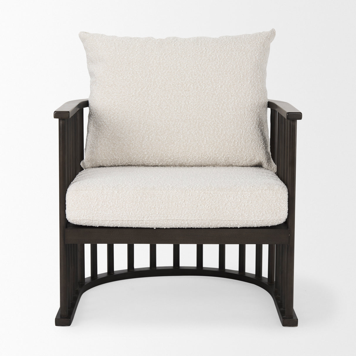 Kopari 30.1L x 30.5W x 37.2H White Boucle Fabric W/Dark Brown Wood Accent Chair from Mercana - Luna Furniture