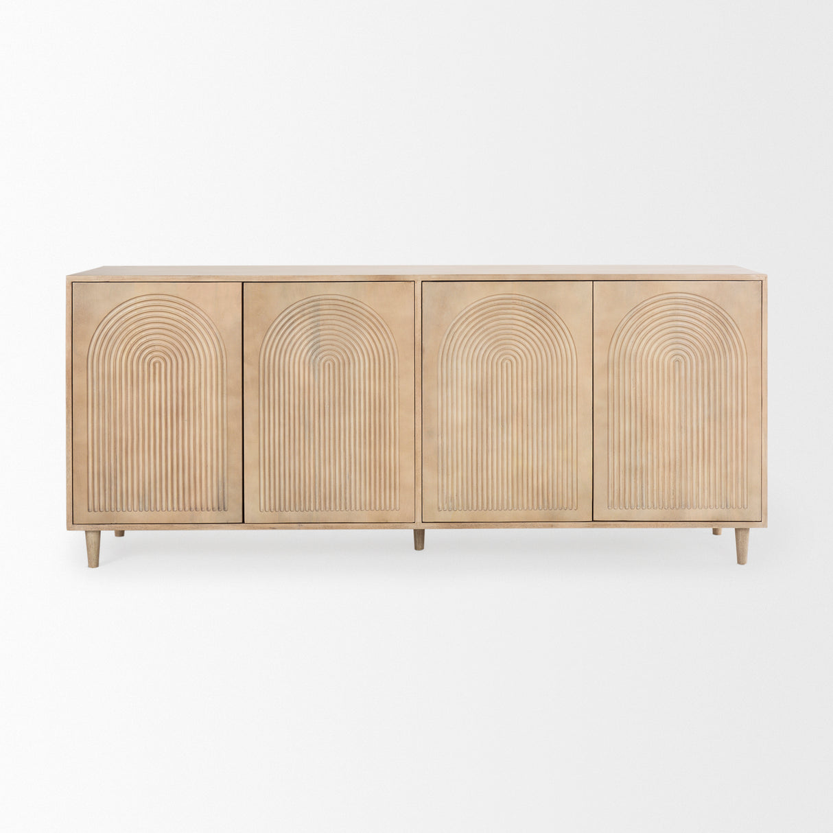 Tucker Light Brown Wood w/ Carved Arch Pattern 4 Door Sideboard from Mercana - Luna Furniture