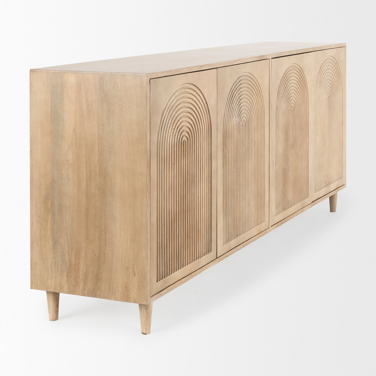 Tucker Light Brown Wood w/ Carved Arch Pattern 4 Door Sideboard from Mercana - Luna Furniture