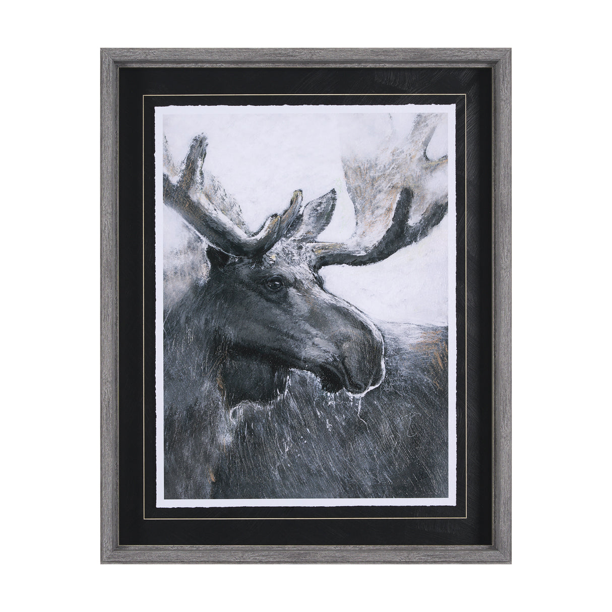 Animal Portrait I (Moose) by Mercana Studio Hand Embellished Framed Art Print Matted under Glass from Mercana - Luna Furniture