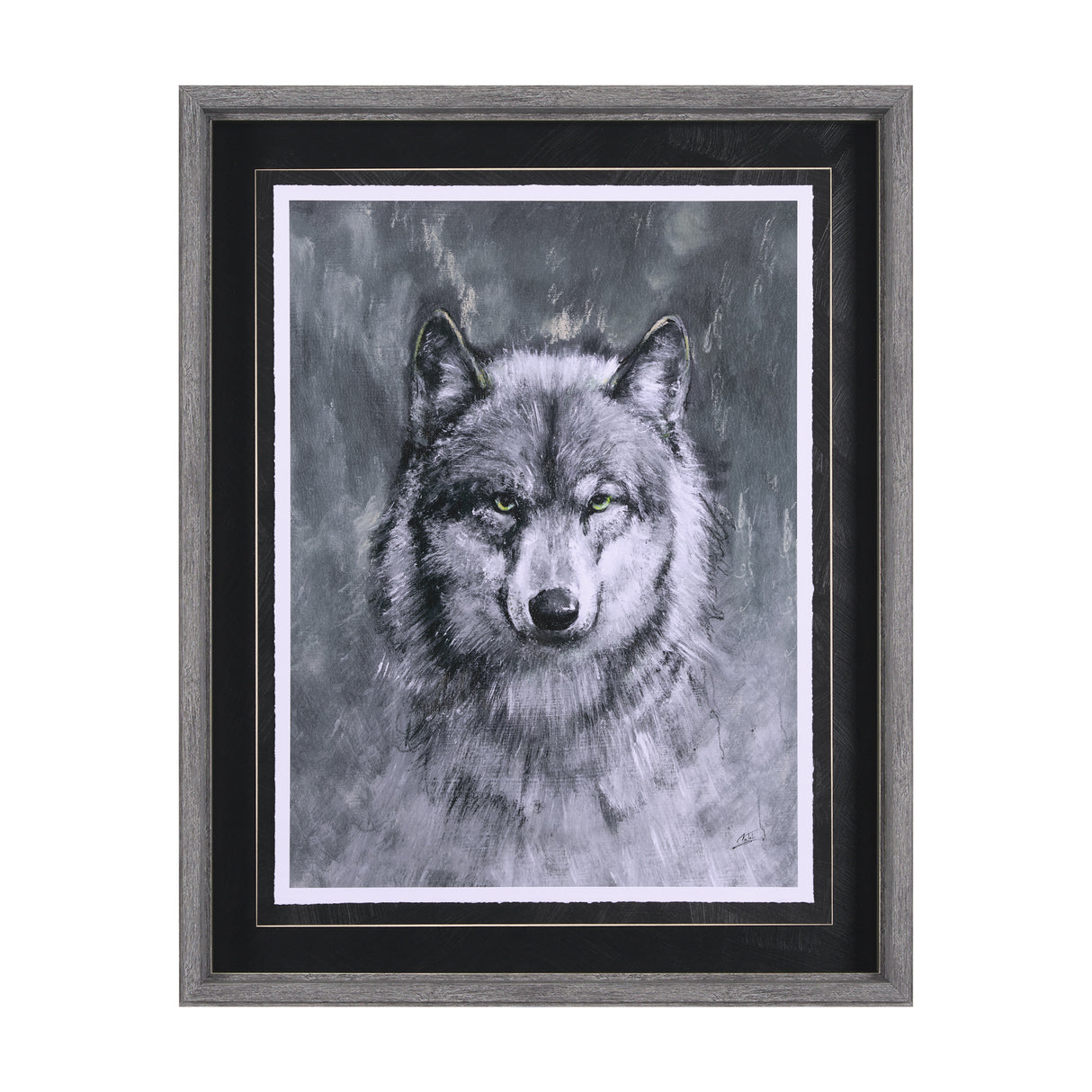 Animal Portrait II (Wolf) by Mercana Studio Hand Embellished Framed Art Print Matted under Glass from Mercana - Luna Furniture