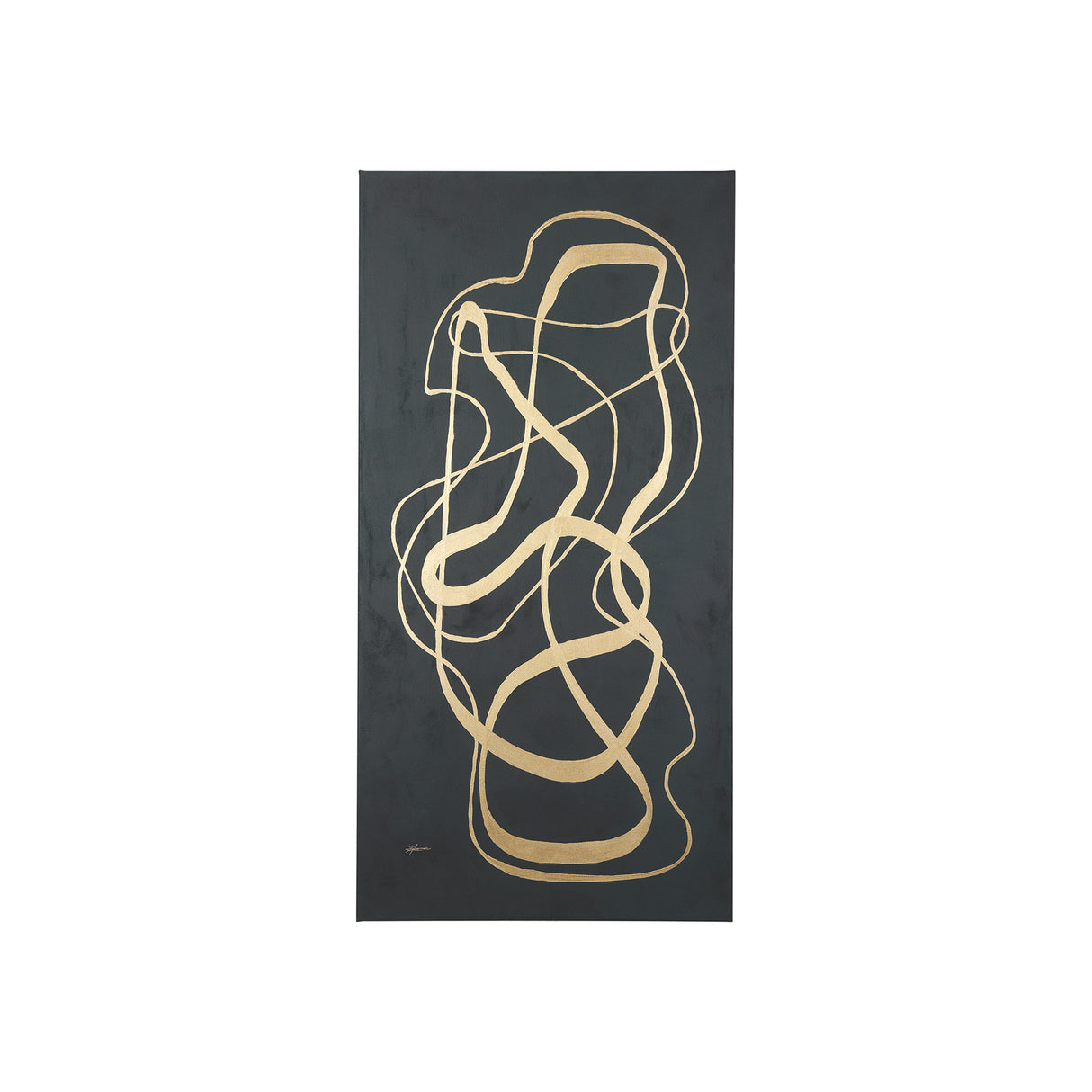 Free Lines Dark Green by Mercana Studio a Hand Embellished Textured Canvas from Mercana - Luna Furniture