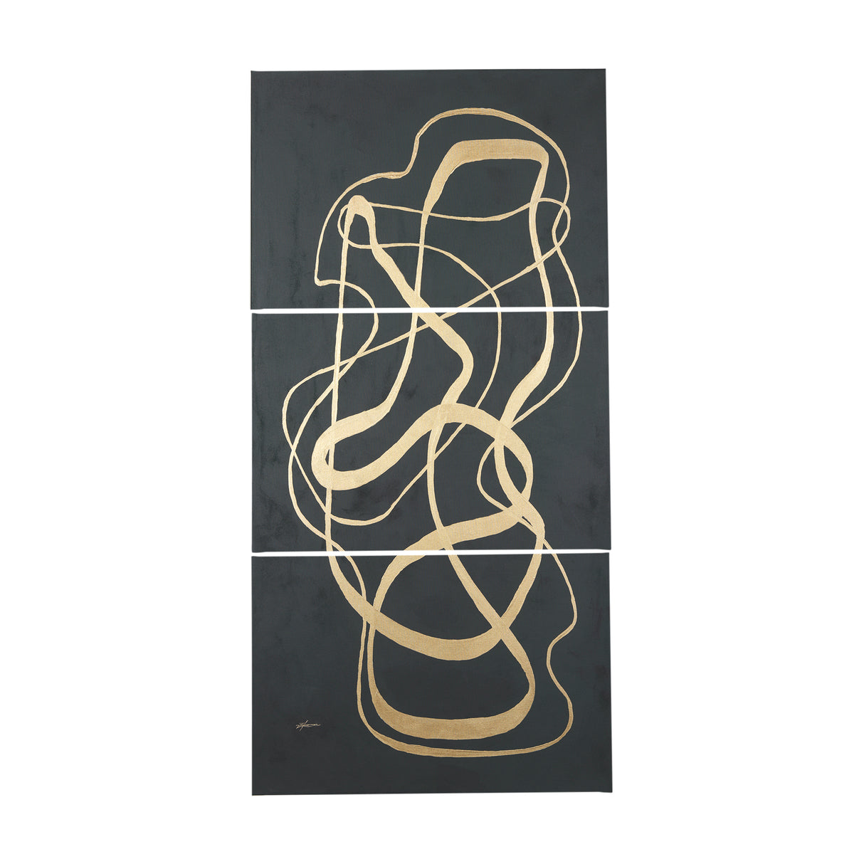 Free Lines Dark Green by Mercana Studio a Hand Embellished Textured Canvas from Mercana - Luna Furniture