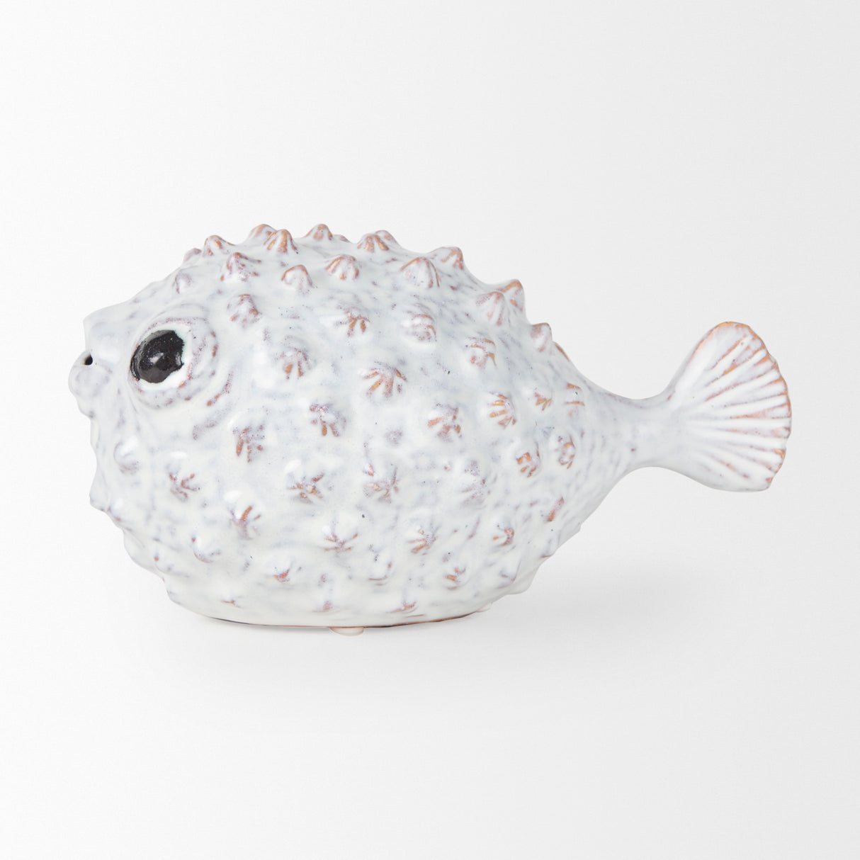 Spike II (Large) 10L x 6W Off-White Ceramic Puffer Fish from Mercana - Luna Furniture